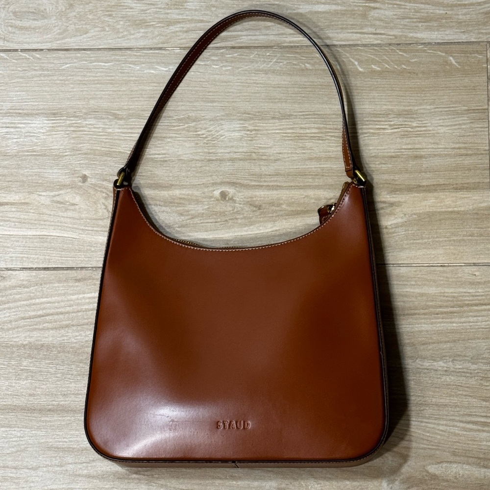 STAUD Alec Tan Leather Shoulder Bag